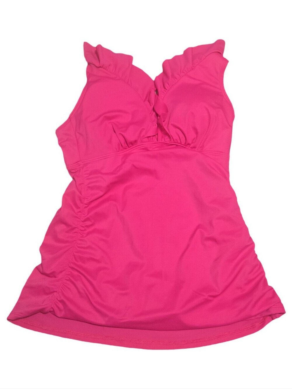Shade & Shore Bright Pink Swim Tankini Beach Pool Resortwear Feminine Ruffles